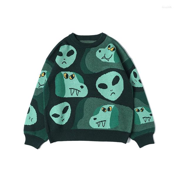 Damenpullover verdicken warm locker grün Pullover Pullover Original Cartoon Design Baumwolle Winter Herbst Strickwaren weiblich Strickpullover Top