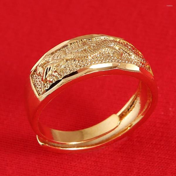 Eheringe Großhandel Vintage Ethnische Goldfarbe Chinesischer Drache Männer Frauen Ring Schmuck