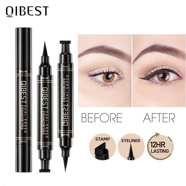 Combinazione ombretto/liner Ombretto nero Eyeliner Matita eyeliner liquida Triangolo Sigillo Timbro Penna Fast Dry Impermeabile 2 in 1 Eyeliner a doppia testa Trucco 230923