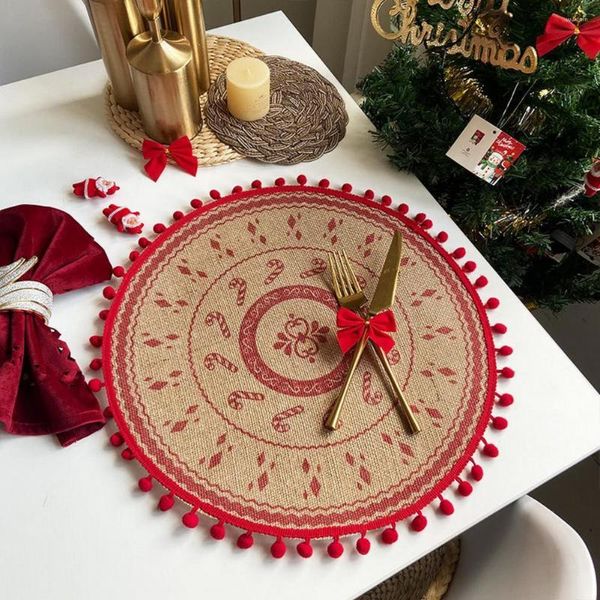 Tapetes de mesa resistentes ao calor, de alta qualidade, com tema de Natal, de malha, decorativos isolados para festas