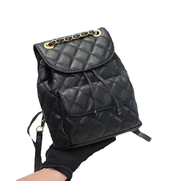 Chaneles стеганый 9a классический итальянский женский рюкзак сумки из икры из натуральной кожи телячья кожа натуральная кожа золото металлическая фурнитура на шнурке сумки-ведра большие