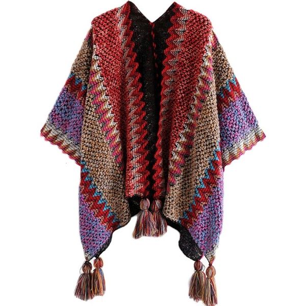 Kadınlar Cape Sonbahar Palto Moda Ceketleri Kadınlar için Günlük Kış Giysileri Kadınlar Vintage Coats Sweater Zarif Etnik Stil Pelerin Hırka 230923