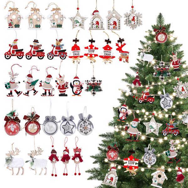 Decorazioni natalizie Ornamenti pendenti in legno Ornamento per albero di Natale Fai da te Artigianato in legno Regalo per bambini per la decorazione della festa in casa Anno 2024 230923