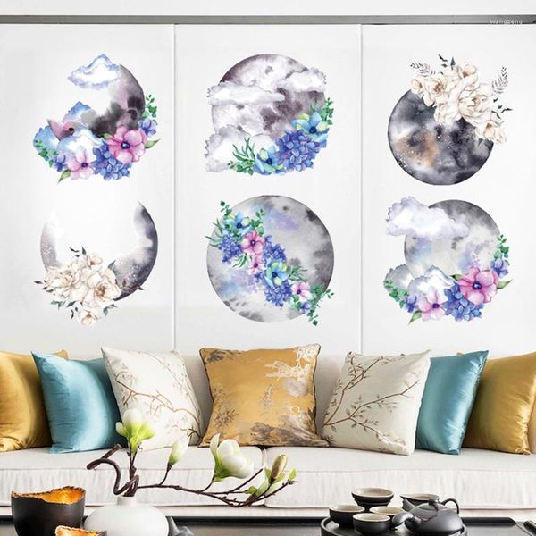 Adesivos de Parede Pintura Chinesa Estilo Quarto Sala de estar Sofá Fundo Decoração Mural 27cm PVC Auto-adesivo