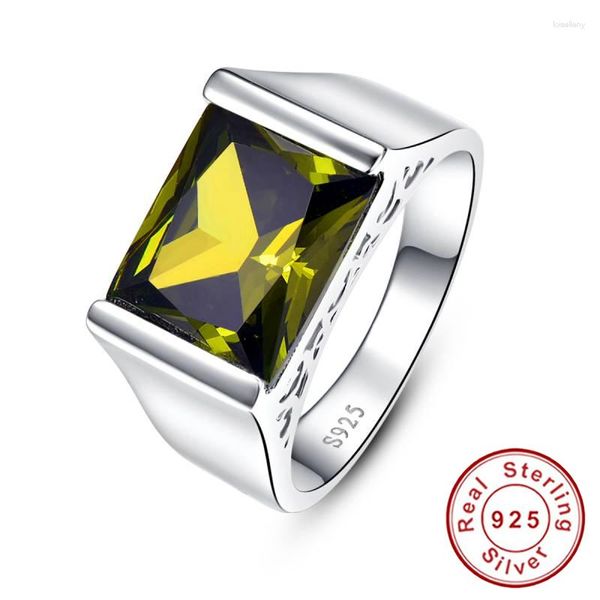 Anelli a grappolo in argento sterling 925 con promessa di matrimonio Anello di fidanzamento 10,55 simulato peridoto giallo S925 Set di gioielli di marca