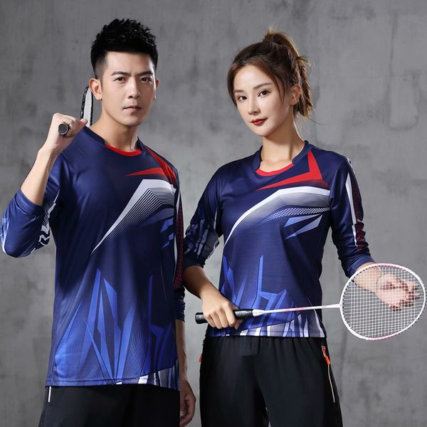 Outdoor camisetas Badminton t-shirt homens / mulheres crianças camisa de tênis secagem rápida manga longa treinamento exercício camisas respiráveis para masculino feminino criança 230923