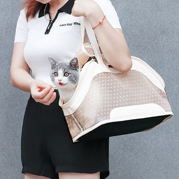 Yuexuan Designer Pet Bolsa Bolsa Cat Tote Bag portátil PU portátil PU e malha Fabric Outdoor Travel Bags Bolsas de carrinho de cachorro Kitten Sacos de ombro único