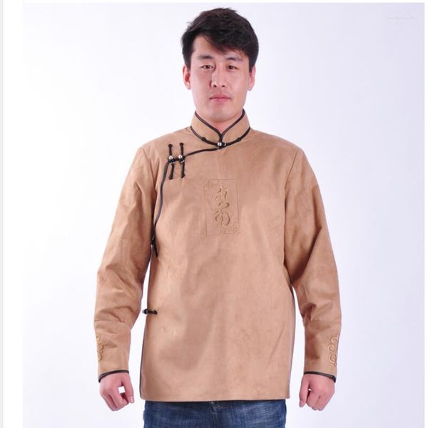 Abbigliamento etnico Costumi tradizionali mongoli per uomo Colletto alla coreana nazionale Top Abiti da vita per praterie Asia Abbigliamento per adulti