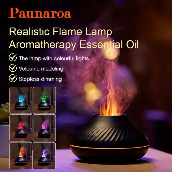 1pc 2023NEW Kinscoter Volcanic Aroma Diffuser Ätherisches Öl Lampe 130ml USB Tragbarer Luftbefeuchter Mit Farbflamme Nachtlicht USB Kostenloser Filter