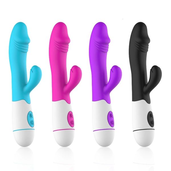 Vibradores 30 Velocidade Recarregável Portátil Silicone Adulto Clitóris Clitóris Brinquedo Sexual G Spot Dual Motor Coelho Vibrador para Mulheres Feminino 230923