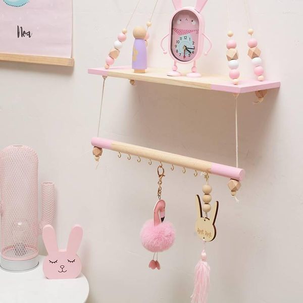 Piatti decorativi Mensole da parete in legno nordico per bambini Decorazioni per la camera da letto dei bambini Appendiabiti Organizzatore Decorazioni per la casa