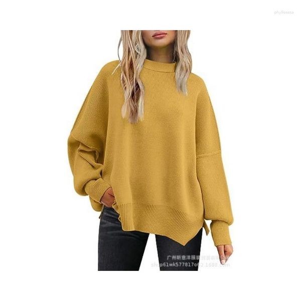 Женские свитера 2023, модный белый свитер с круглым вырезом и длинным рукавом в рубчик, вязаный повседневный свободный уличный пуловер Y2k