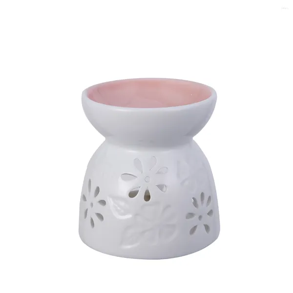 Portacandele Lampade ad olio essenziale in ceramica Supporto per bruciatore di aromi Custodia per candele profumate rosa per candele