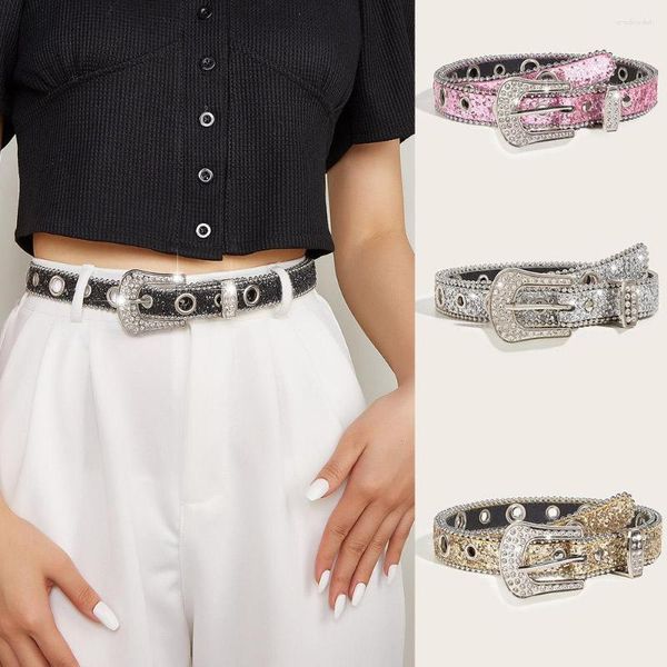 Gürtel Luxus Strass Frauen Bund Bling Diamant Kristall Taille Strap Mehrfarbige Mode Jeans Bündchen Punk Coole Gürtel