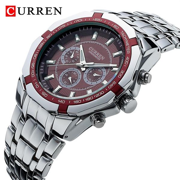 CURREN Männer Luxus Marke Militär Sport Herren Uhren Voller Stahl Quarzuhr männer Wasserdichte Business Uhr relogio masculino332E