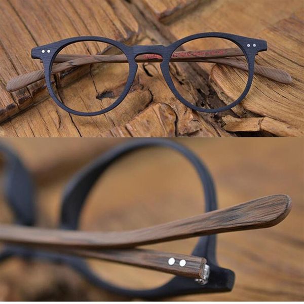 60er Jahre Vintage Holz Braun Ovale Brillengestelle Vollrand handgefertigte Brille Brillen Herren Damen Myopie Rx fähig Brandneu236l