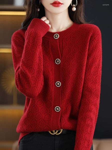 Kadın Sweaters İlkbahar Yaz Kadınları Kadın O-Boya Örme Kalın Uzun Kollu Haligan Süvari Yumuşak Katı Katı Giysiler Üst