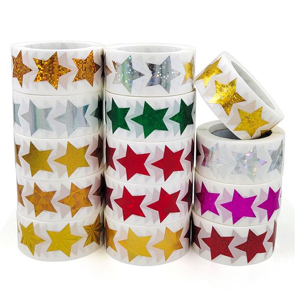 500 шт. рулон 1 дюйм красочные клейкие наклейки со звездами сумка коробка для выпечки этикетка декор конверт офисные принадлежности для рождественского фестиваля