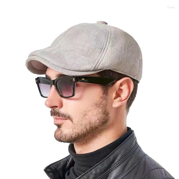 Berretti Cappello di pelliccia di pelle per uomo Inverno maschio caldo paraorecchie integrato berretto di pelle di pecora nero esterno antivento pesca spessa Boina