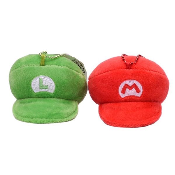 Chaveiros de pelúcia atacado 30 pçs/lote 6cm anime super bros brinquedos de pelúcia luigi chapéu recheado pingentes chaveiro presentes para crianças 230923