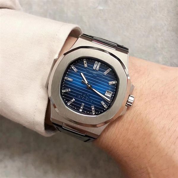 Классический стиль, автоматический механизм U1, 40 лет, сувенирные мужские часы, синее лицо, с сапфировым стеклом, кожаный ремешок, часы 259p
