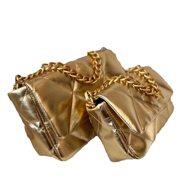 9a Mulheres Flap Crossbody Designer Bolsas De Pele De Carneiro Dourada Bolsas Clássicas Gold-Tom De Metal Grosso Cadeias De Mão Mini Totes Bolsas De Ombro