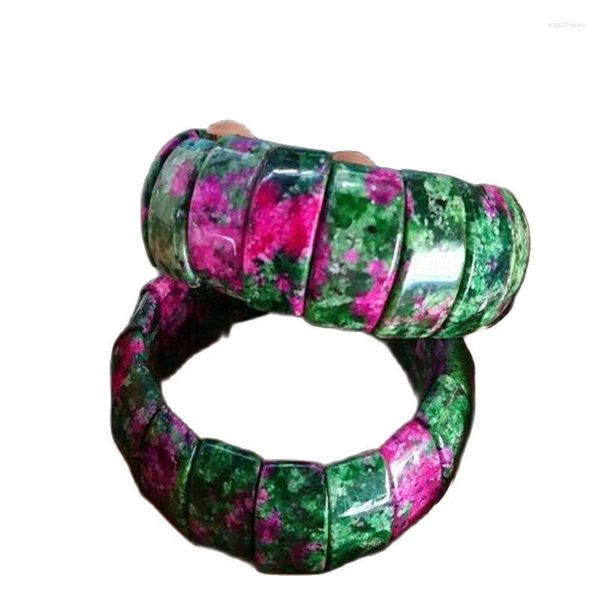 Figurine decorative Cina Fatto a mano in giada verde rosso naturale Bracciale da donna con cordino elastico