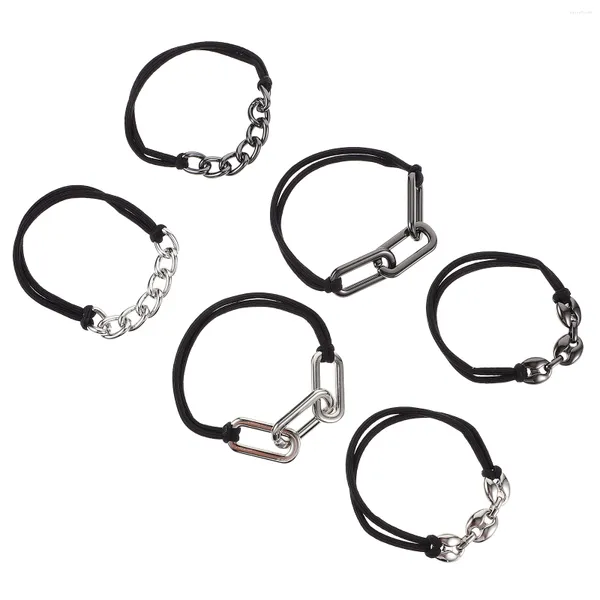 Bandane 6 pezzi Porta fascette per capelli per bambini Fasce per donna Accessori Cravatte elastiche per braccialetti per ragazze in lega