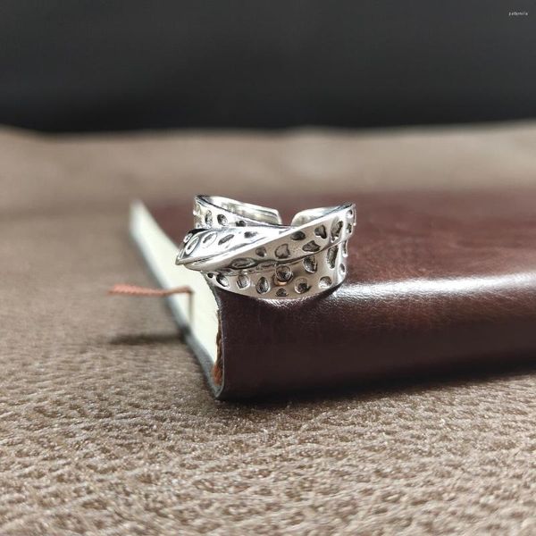 Кольца-кластеры S925, винтажное простое кольцо для женщин, крутой стиль, мода по индивидуальному заказу из стерлингового серебра INS, открытый дизайн для мужчин и женщин