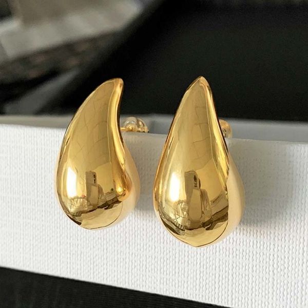 Stud Simples Chunky Water Drop Meio Vazio Brincos Para Mulher Punk Metal Cor De Ouro C-Em Forma De Gancho Brincos Jóias Tendência Presente 230923