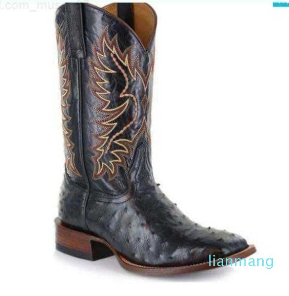 Stiefel Männer Frauen Unisex Mitte Wade Western Cowboy Stickerei Stiefel Männlich Herbst Outdoor Leder Totem Med Ferse Mode Entworfen Stiefel