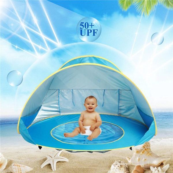 Bebê ferroviário bebê crianças praia tenda proteção piscina à prova dwaterproof água pop-up toldo tenda crianças acampamento ao ar livre guarda-sol 230923