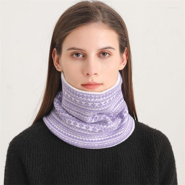 Шарфы 2023, зимний теплый шарф с кольцом для женщин, дизайнерский модный однотонный шейный воротник, вязаный уличный меховой шейный платок, снуд, полная маска