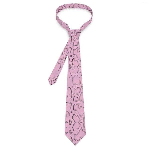 Fliegen Rosa Schlangenleder Krawatte Python Print Tägliches Tragen Hals Männer Frauen Niedliche Lustige Krawatte Zubehör Qualität Bedruckter Kragen