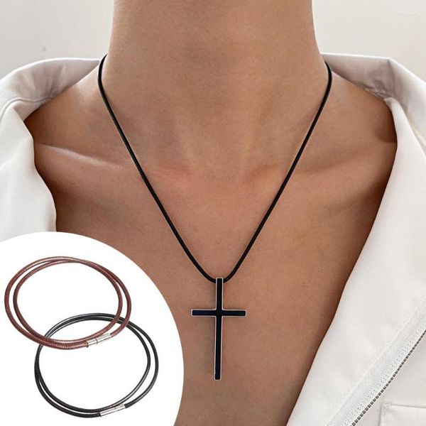 Catene 1.5/3MM Collana di corda in pelle nera Chiusura in acciaio inossidabile Catena per braccialetti fai da te Ciondolo Creazione di gioielli Accessori