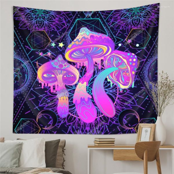 Tapices Cuento de hadas Dreamy Mushroom Tapiz 3D Alfombra Bohemia Decoración para el hogar Brujería Hippie Habitación para niños Pared