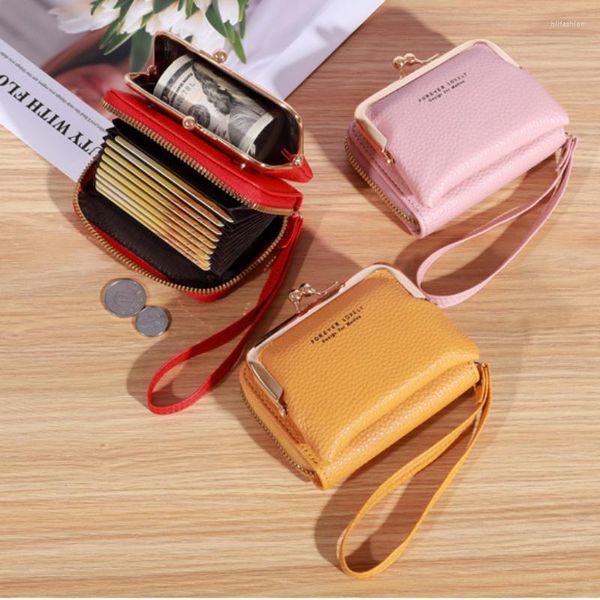 Portafogli Mini Portafoglio da donna Cinturino da polso Corto Zero Coin Clip Bag Multi Card Money Carteras Para Mujer