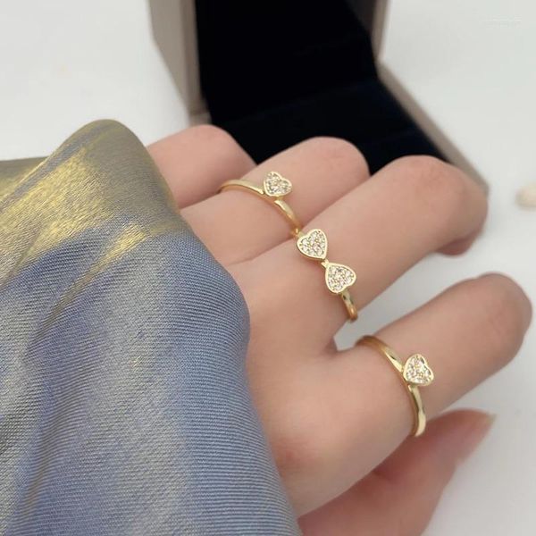 Fedi nuziali in stile coreano trifoglio rimovibile per le donne Zircone cristallo cuore fiocco anello gioielli di fidanzamento regalo Bague