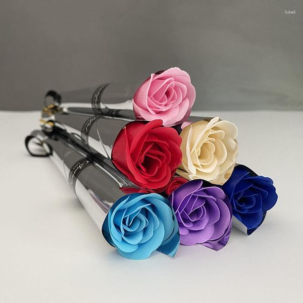 Fiori decorativi 35 pezzi Rose di sapone argento Fiore Matrimonio Bomboniere romantiche creative Rosa Regalo di compleanno di San Valentino Regali per la festa della mamma
