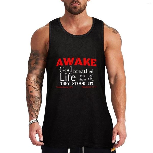 Regatas masculinas AWAKE - Bold Red White Top Vest Fitness Men Roupas Roupas Estilo Luxo