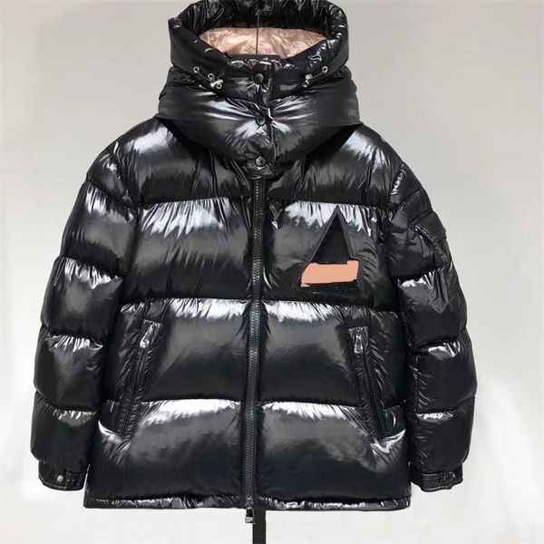 Mulheres para baixo designer feminino bordado distintivo em pé pescoço capuz jaqueta engrossado calor puffer casaco