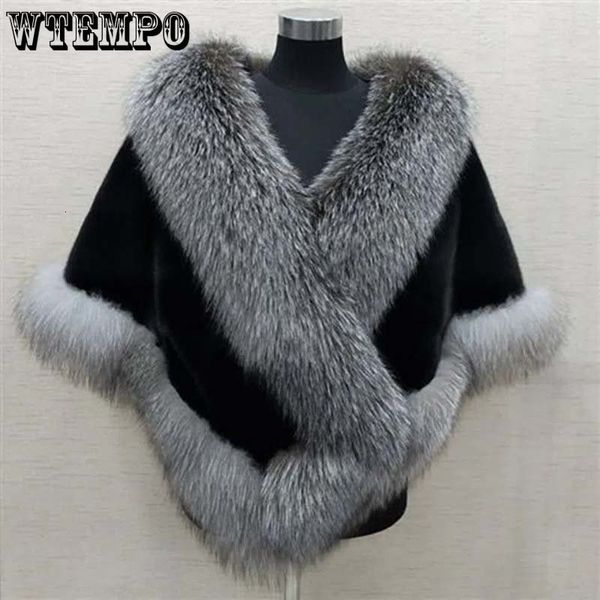 Damen Cape Kunstpelz Wrap Damen Pelzkragen Mantel Umhang Poncho Kleid Schal Warm halten Herbst und Winter Großhandel Schal 230923