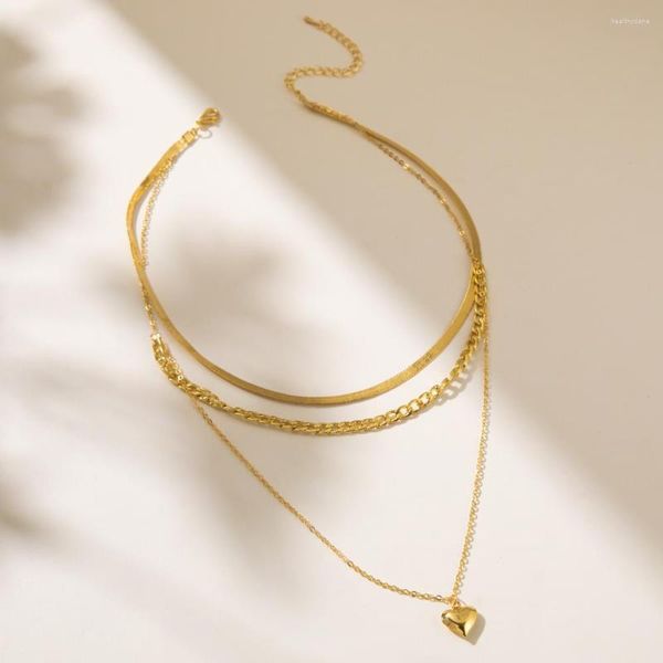 Anhänger-Halsketten Geschenke kaufen Dreifache Kupferkette Damen-Herz-Halskette Nicole Designs Vielseitig lang und mehrschichtig