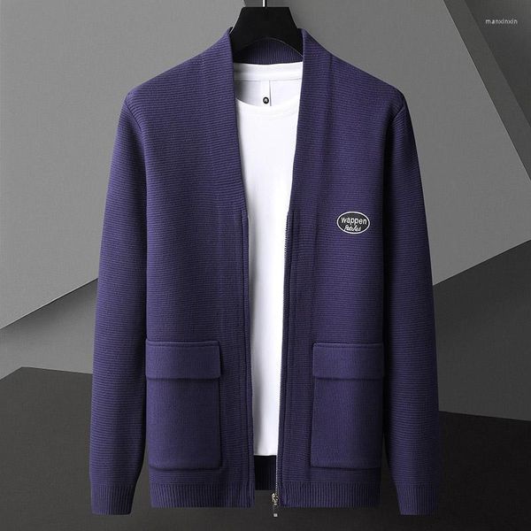 Maglioni da uomo 2023 Moda Tasca con cerniera Cardigan Scialle Primavera e autunno Ricamo di marca Casual maglione per giovani Cappotto lavorato a maglia