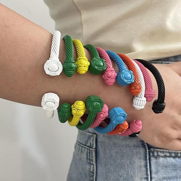 Bileklik LifeFontier Candy Renk Twisted Paslanmaz Çelik Emaye Bilezikleri Kadınlar İçin Vintage Açık Bangles Bilezik Partisi Mücevher Hediye 2023