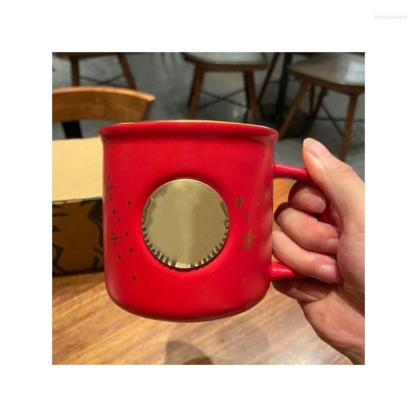 Tassen Star Papa Keramiktasse Grün Rot Schneeflocke Emaille Paar Tasse Kaffee