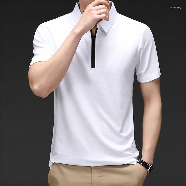 Polos masculinos 2023 chegada homens polo camisa de manga curta legal colar de verão solto casual masculino roupas de moda coreana