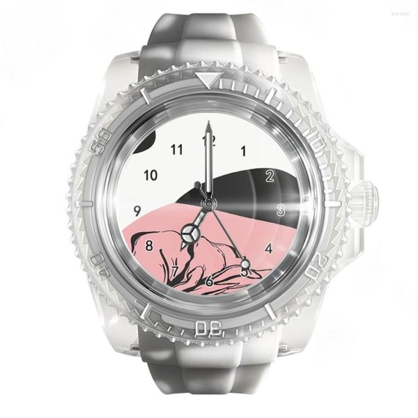 Orologi da polso Orologio in silicone trasparente Colore vegetale Piccola foglia fresca Art Orologi da uomo e da donna Polso al quarzo moda