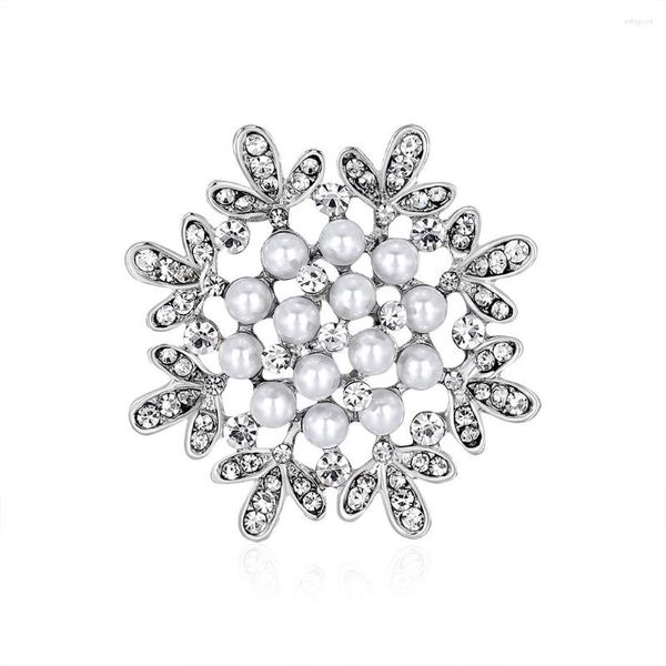 Broschen Perle Weihnachten Schneeflocke Pins Strass Jahr Winter Blumenbrosche Modeschmuck Geschenke