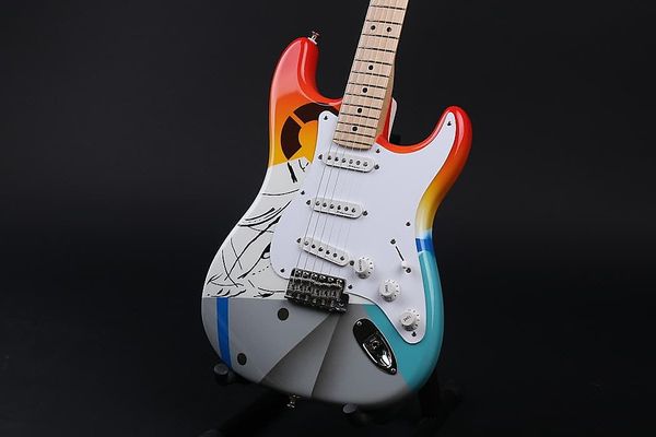 Custom Shop Hand Work Paint Eric Clapton Crash Rainbow Crashocaster Over The Rainbow Guitarra Elétrica Vintage Tuners Tremolo Bridge Whammy Bar Hardware cromado